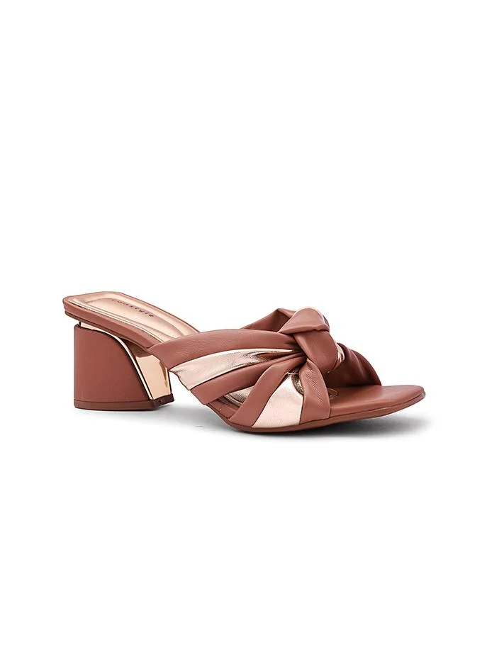 أيقون Women's Metallic Accent Heeled Slipper